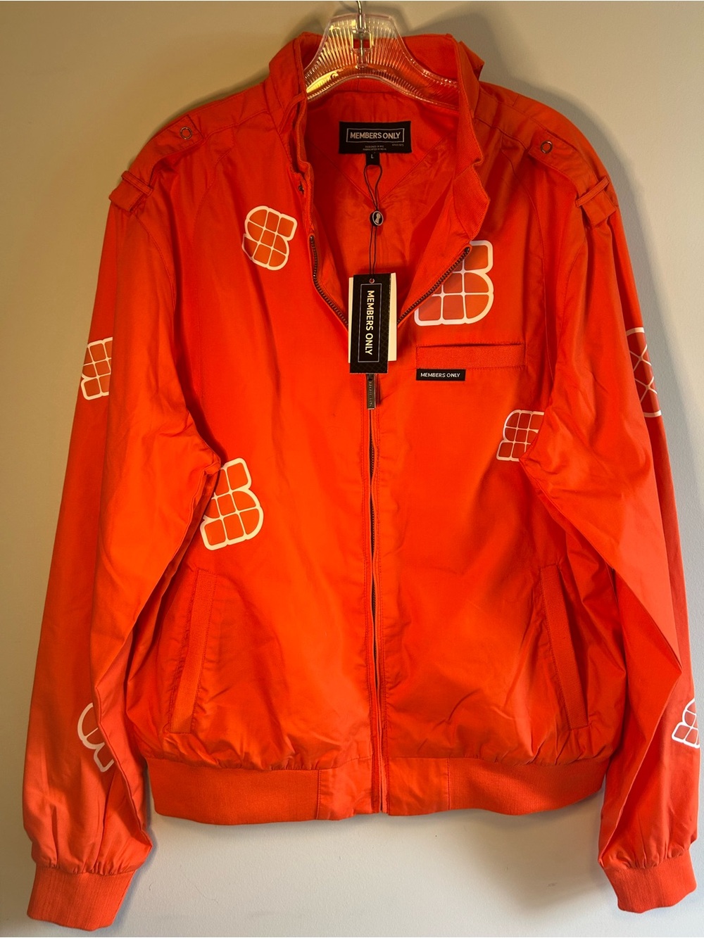 NWT Members Only Orange Skyzone Logo Graphic Jacket 80’s Halloween costume